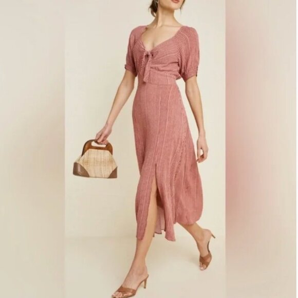 Artemis Printed Tie Front Midi Dress - Navy - Medium - Picture 1 of 3